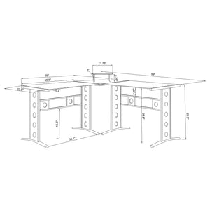 Keizer 59-inch Glass Top L-Shape Computer Desk Black