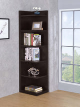 Librería esquinera Alder de 71 pulgadas y 6 estantes color capuchino