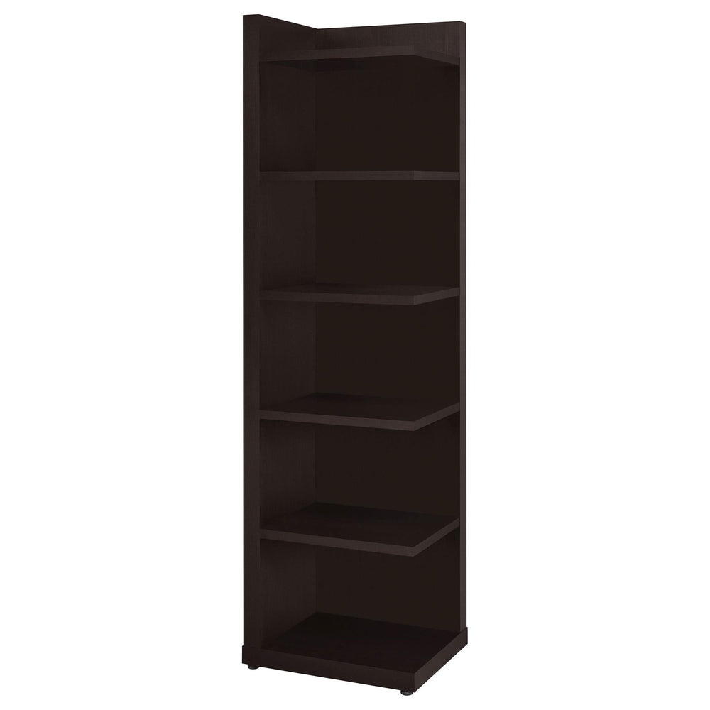 Librería esquinera Alder de 71 pulgadas y 6 estantes color capuchino