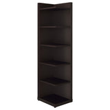 Librería esquinera Alder de 71 pulgadas y 6 estantes color capuchino