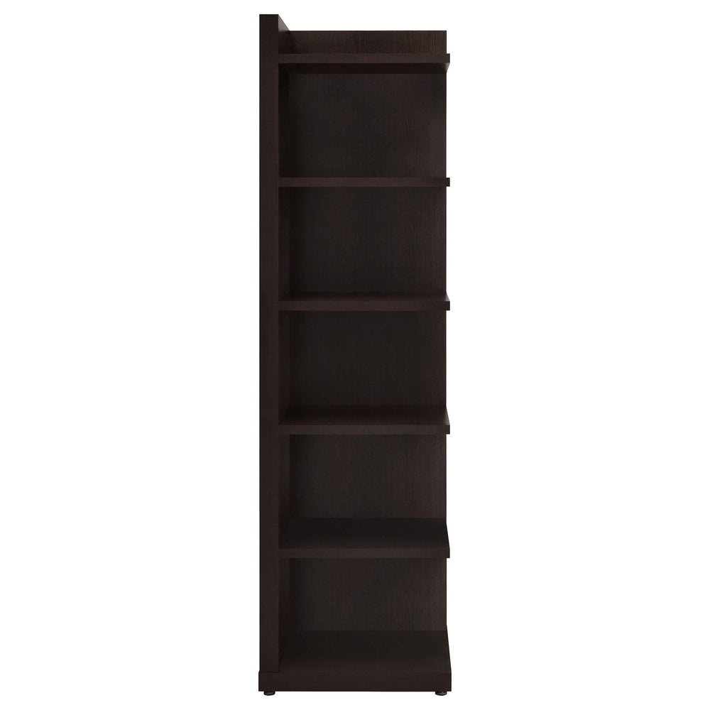 Librería esquinera Alder de 71 pulgadas y 6 estantes color capuchino
