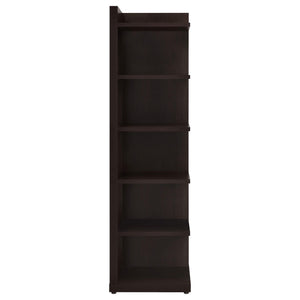 Librería esquinera Alder de 71 pulgadas y 6 estantes color capuchino