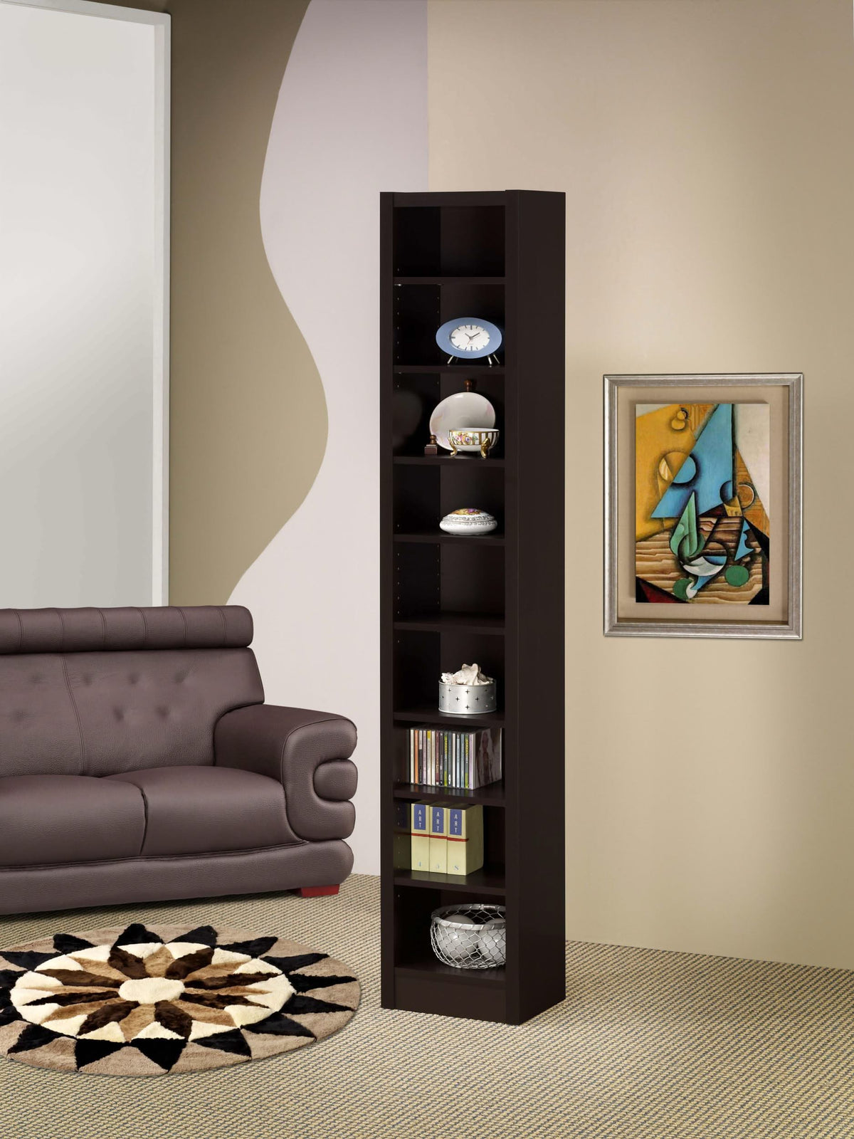 Librería Eliam Cappuccino de 71 pulgadas y 8 estantes