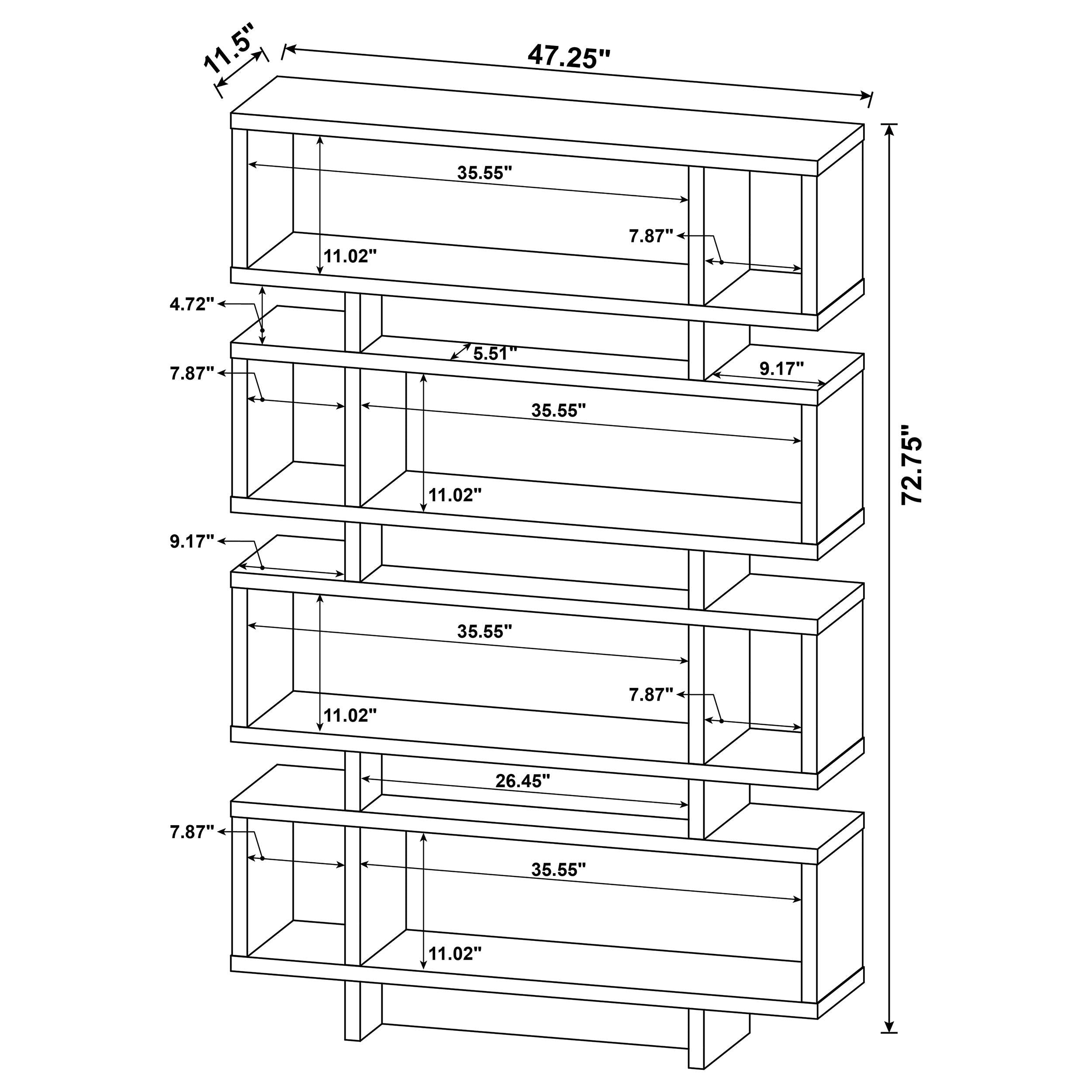 Reid 73-inch 4-shelf Bookshelf Cappuccino