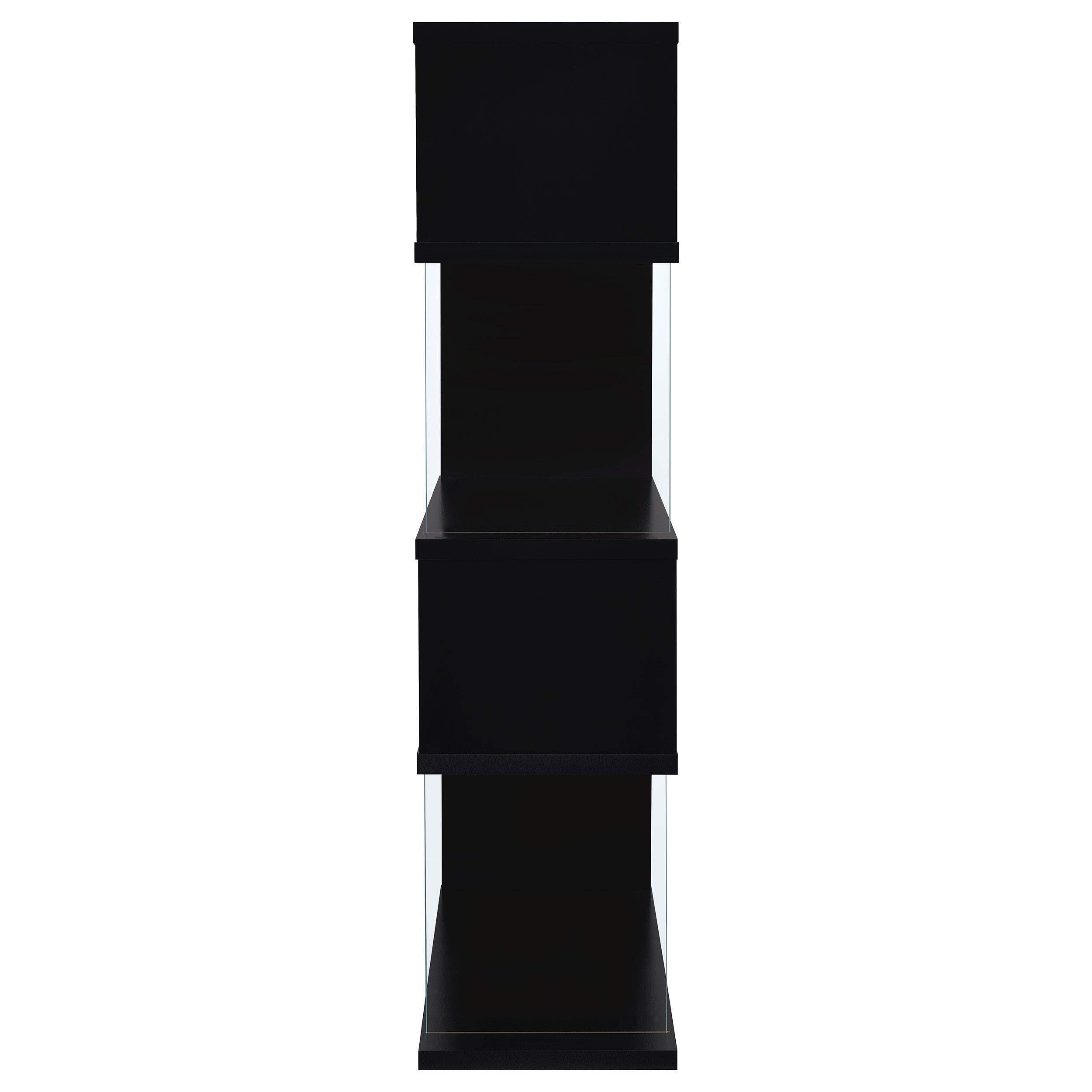 Emelle 63-inch 4-shelf Glass Panel Bookshelf Black