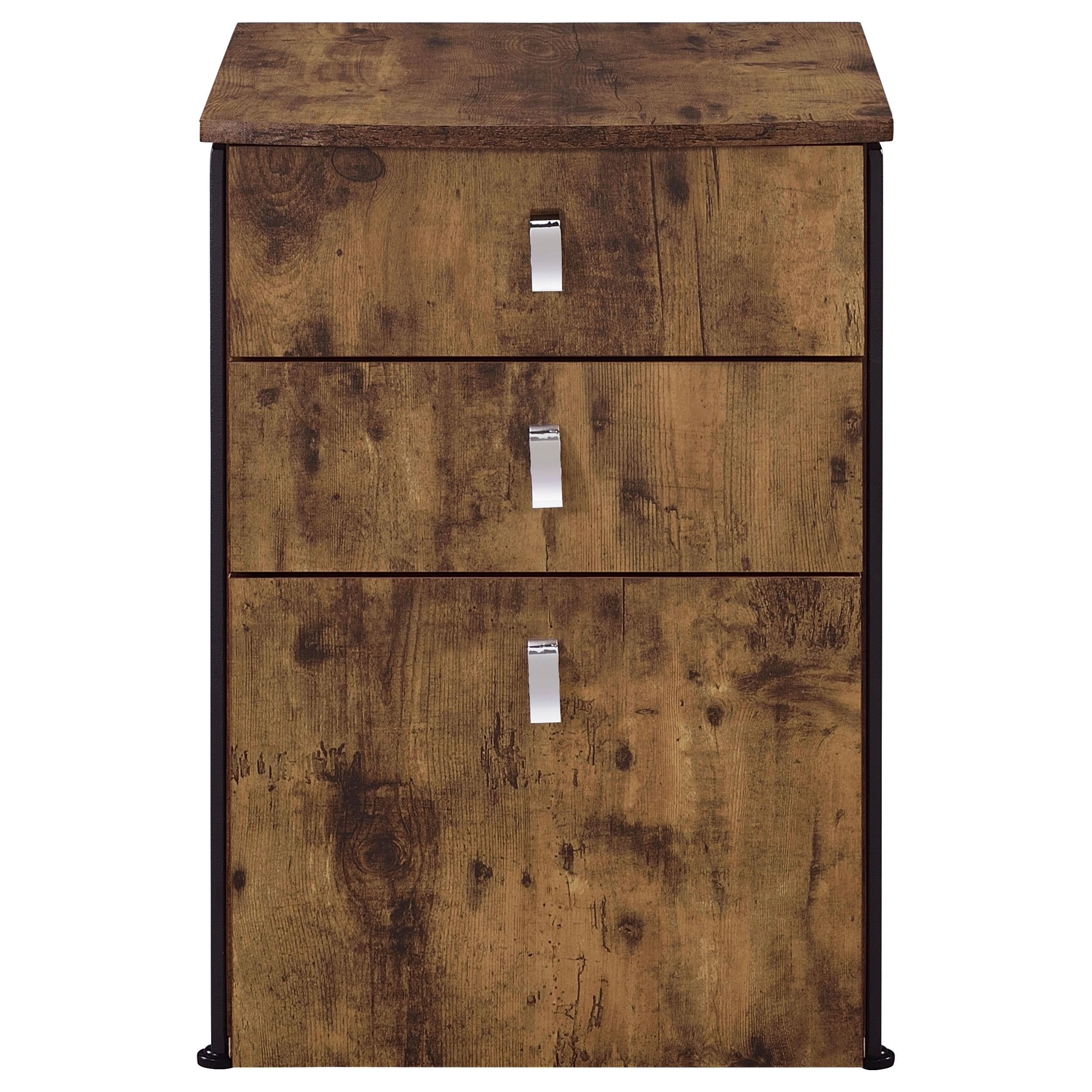 Estrella 3-drawer Home Office File Cabinet Rustic Nutmeg