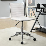 Silla de oficina de altura ajustable blanca y cromada