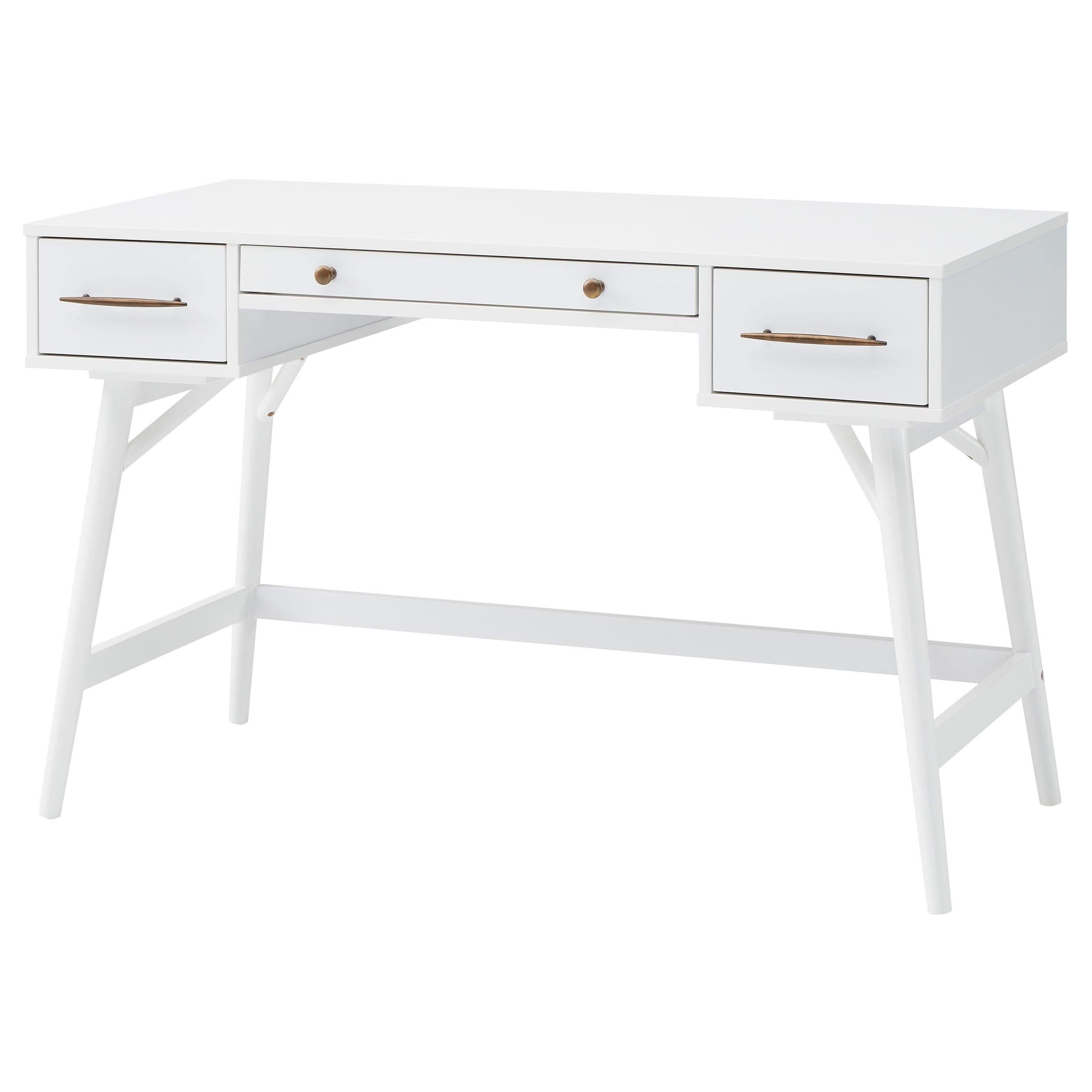 Escritorio de madera Mugga de 47 pulgadas con 3 cajones, color blanco