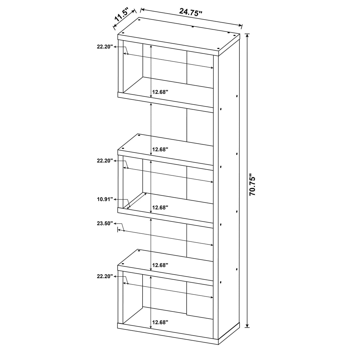 Joey 71-inch 5-shelf Bookshelf Weathered Brown