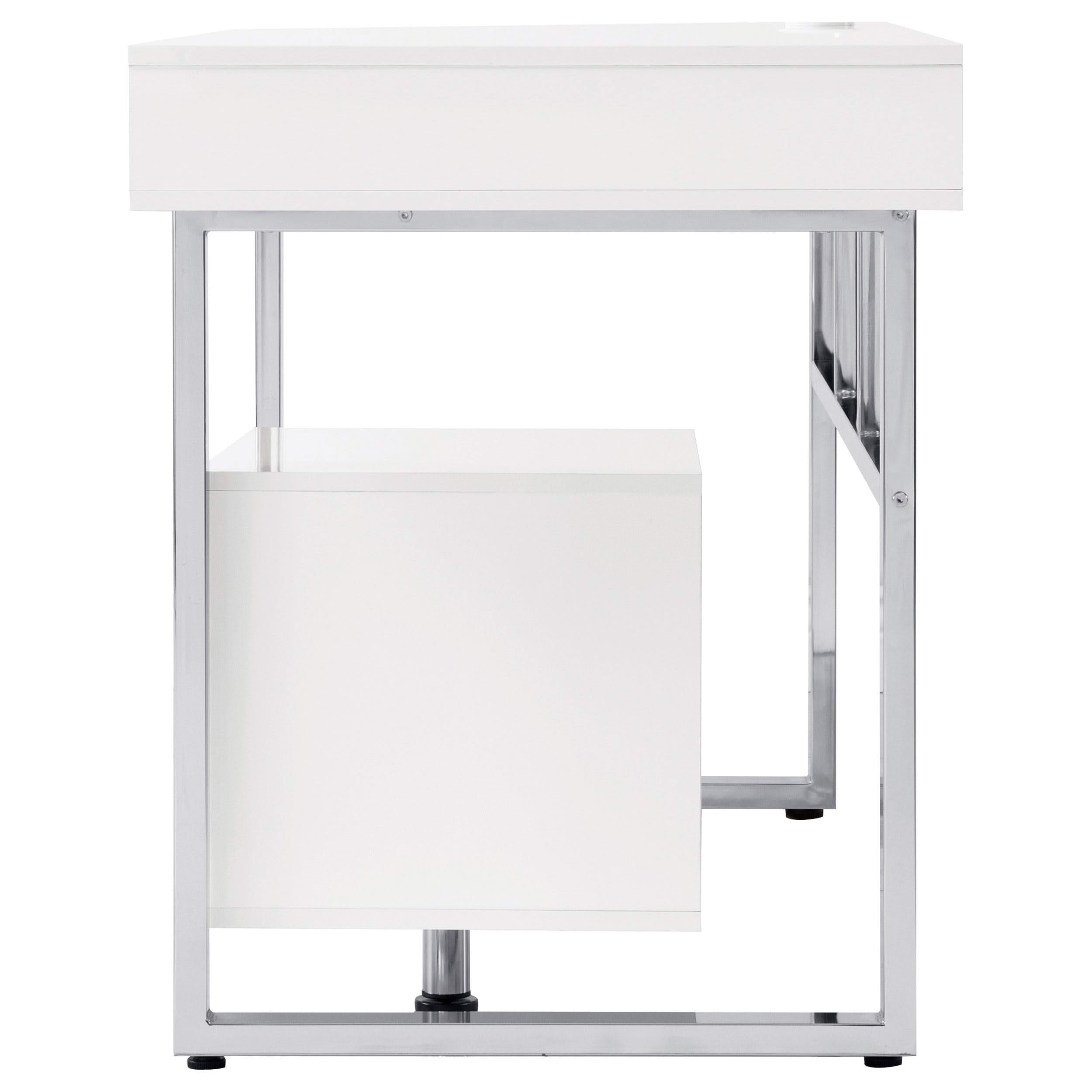 Escritorio para computadora Whitman de 65 pulgadas con 4 cajones, blanco de alto brillo