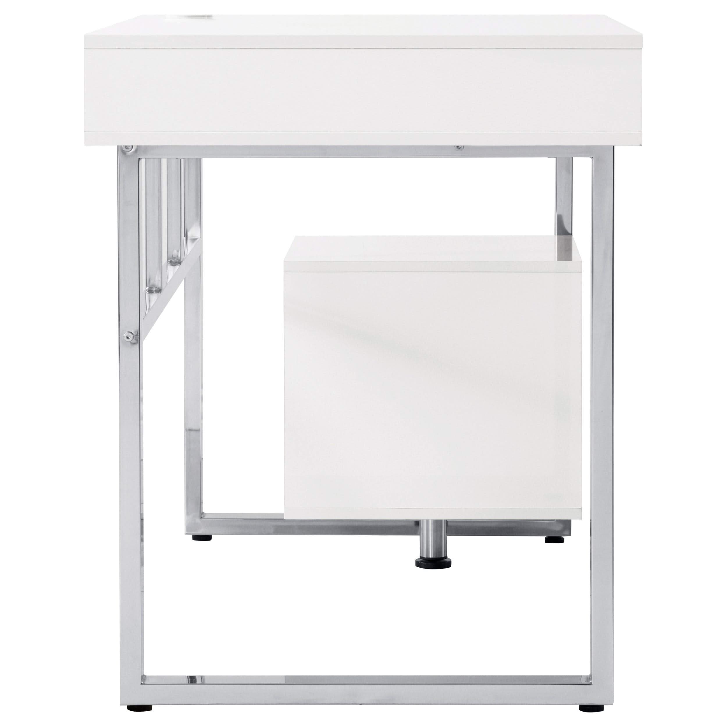 Escritorio para computadora Whitman de 65 pulgadas con 4 cajones, blanco de alto brillo