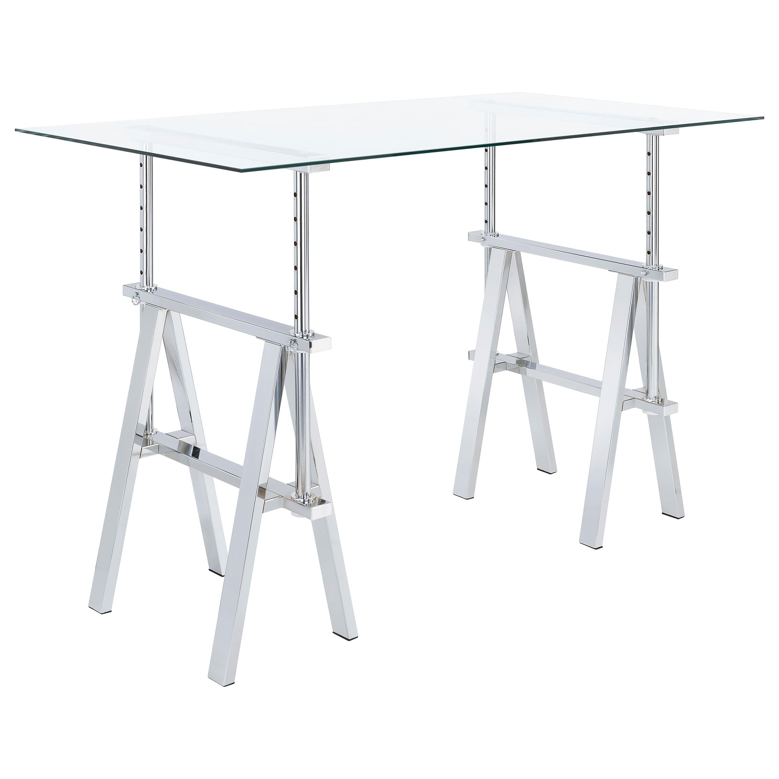 Statham 60-inch Glass Top Adjustable Standing Desk Chrome