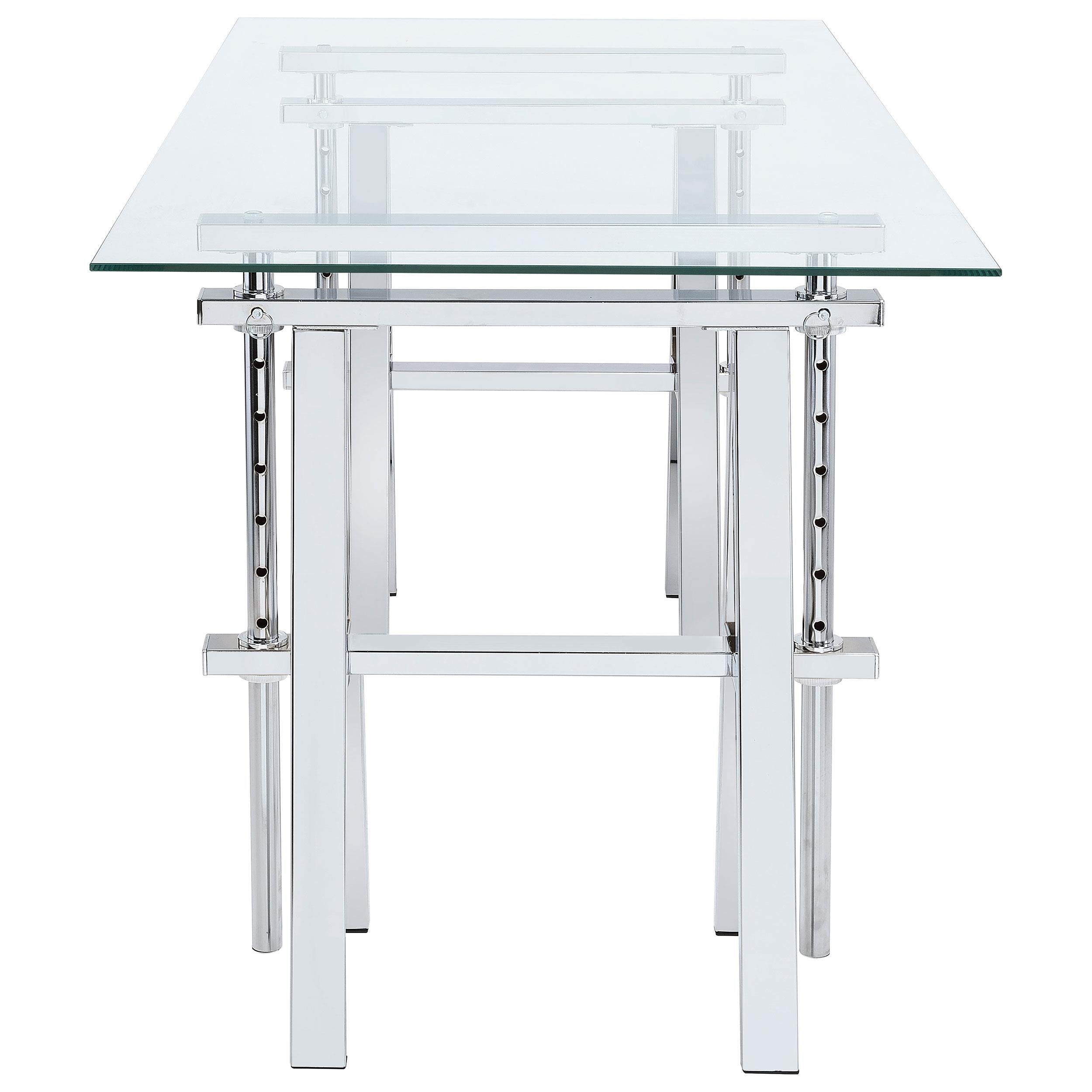 Statham 60-inch Glass Top Adjustable Standing Desk Chrome