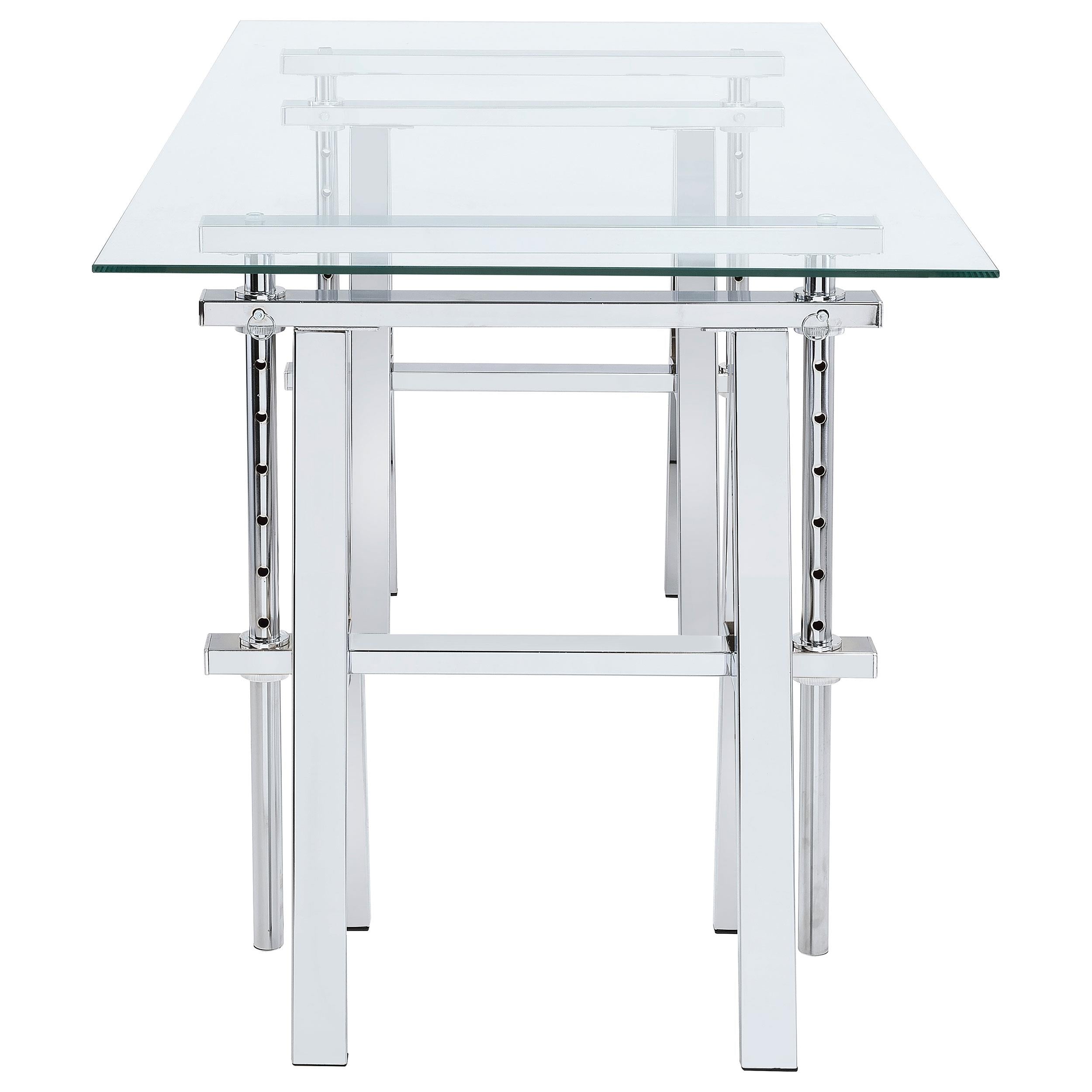 Statham 60-inch Glass Top Adjustable Standing Desk Chrome