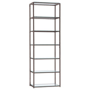 Kate 78-inch 5-shelf Glass Bookshelf Black Nickel