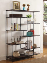Librería geométrica Asher de 7 estantes en nogal