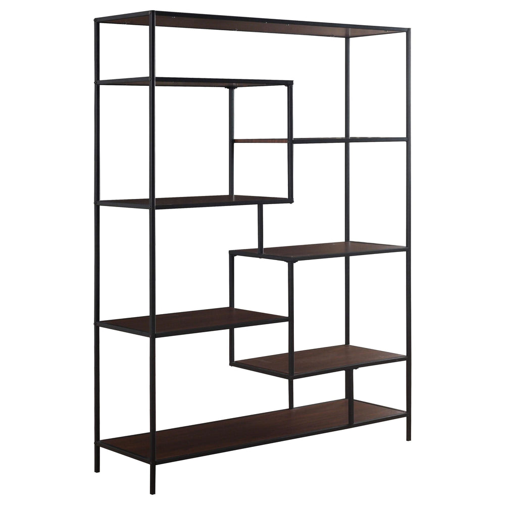 Librería geométrica Asher de 7 estantes en nogal