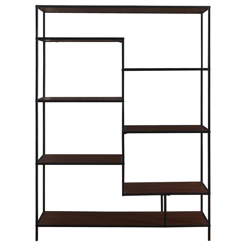 Librería geométrica Asher de 7 estantes en nogal
