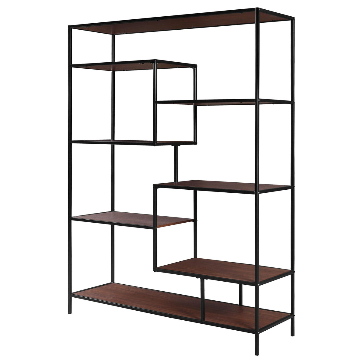 Librería geométrica Asher de 7 estantes en nogal