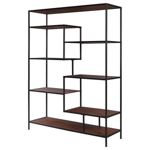 Librería geométrica Asher de 7 estantes en nogal
