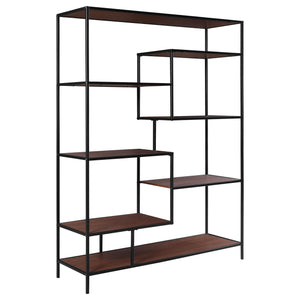 Librería geométrica Asher de 7 estantes en nogal