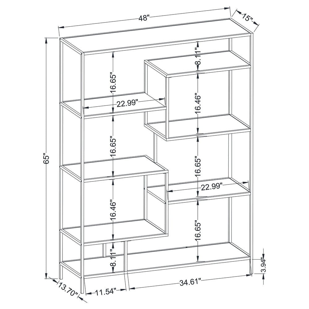 Librería geométrica Asher de 7 estantes en nogal