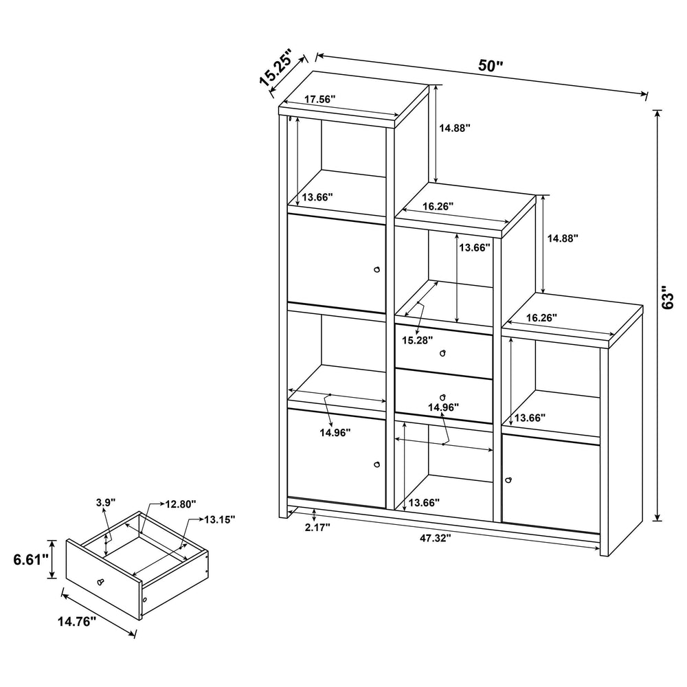 Librería Spencer con compartimentos cúbicos de almacenamiento Capuchino