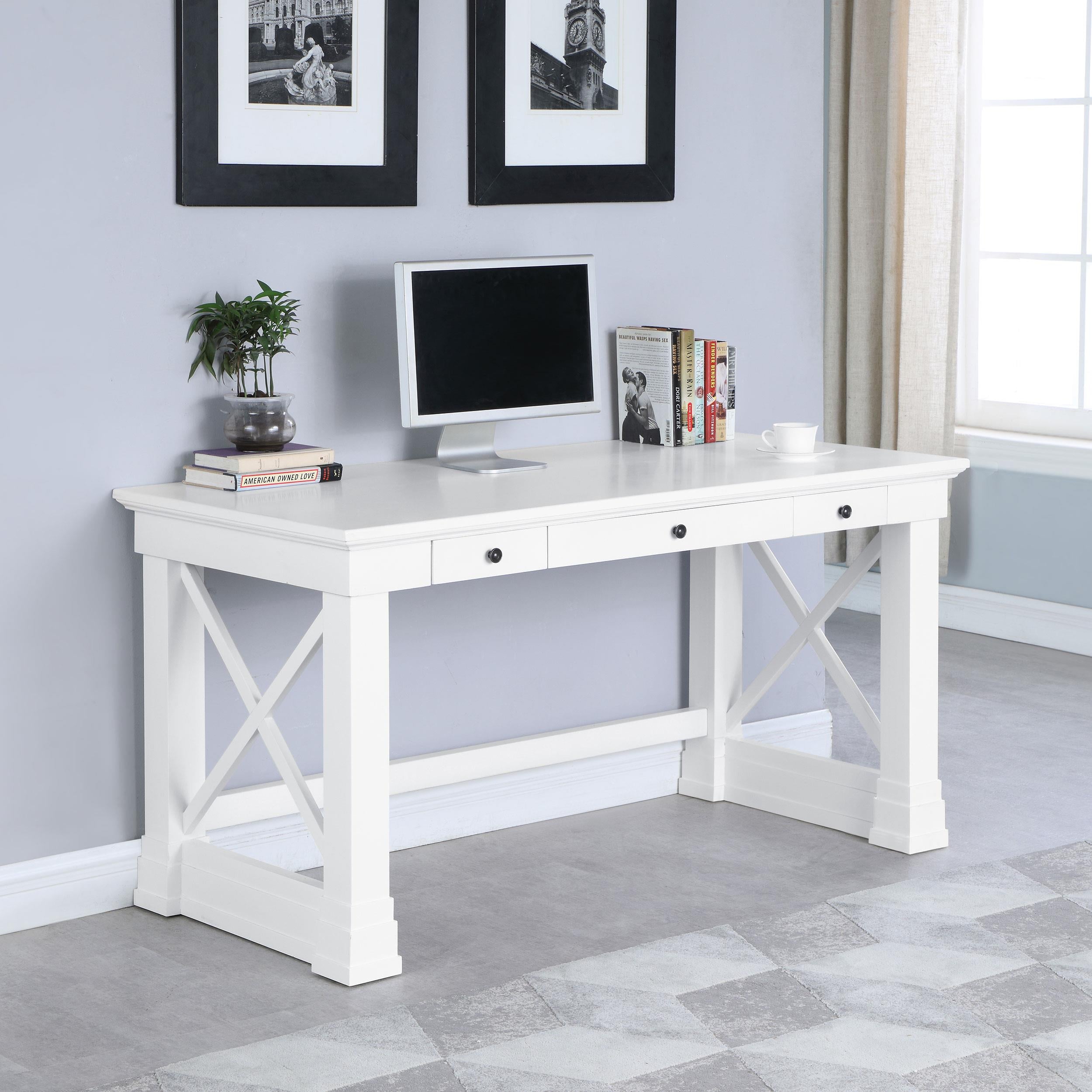 Johansson 60-inch 3-drawer Writing Desk White