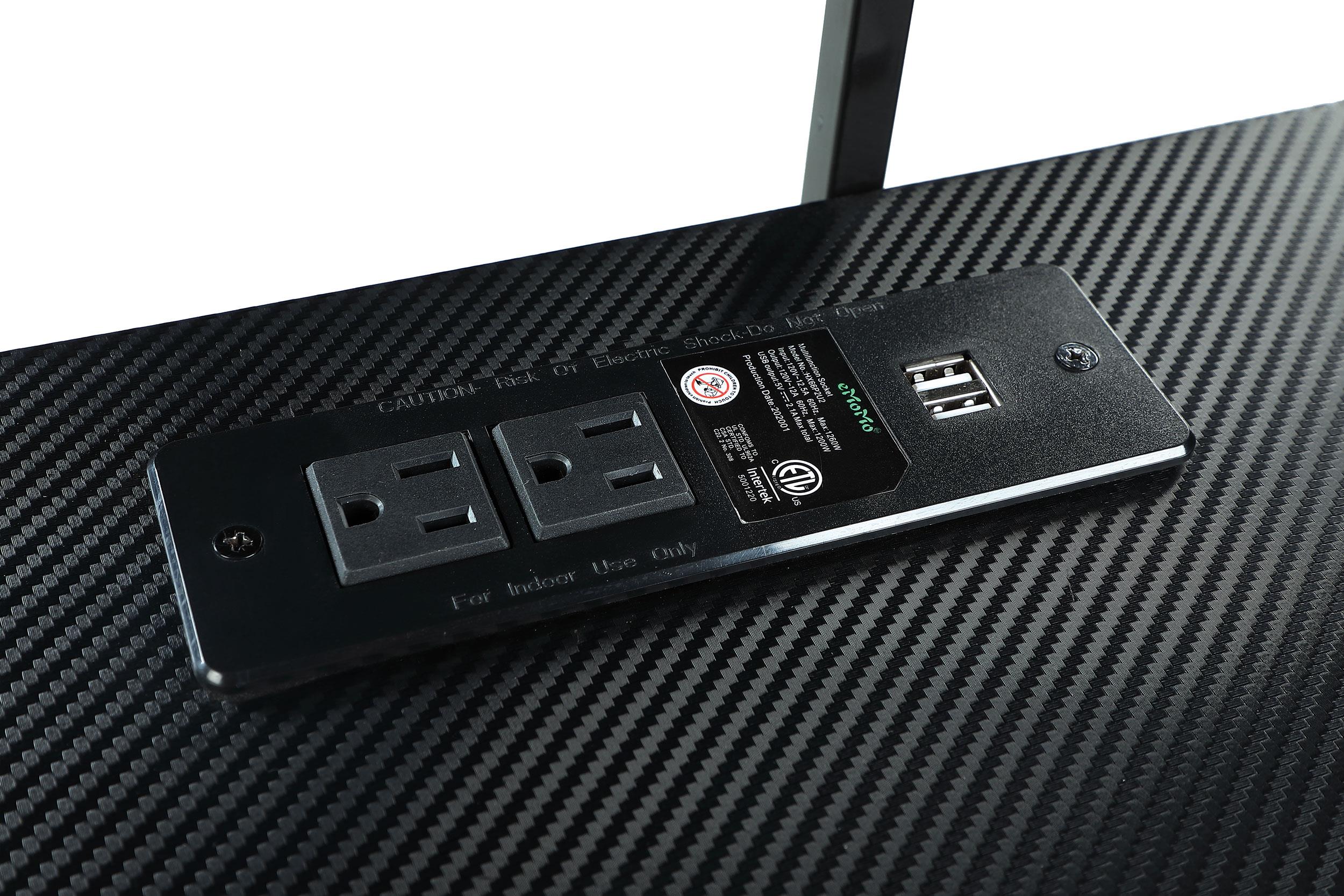 Alfie 59-inch Computer Gaming Desk with USB Ports Black