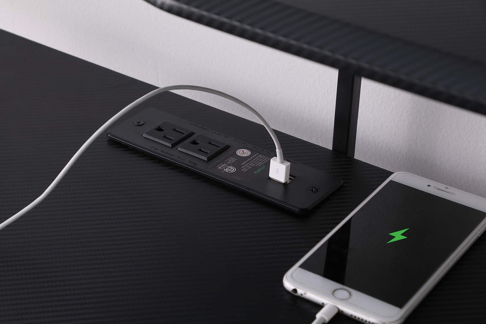 Alfie 59-inch Computer Gaming Desk with USB Ports Black