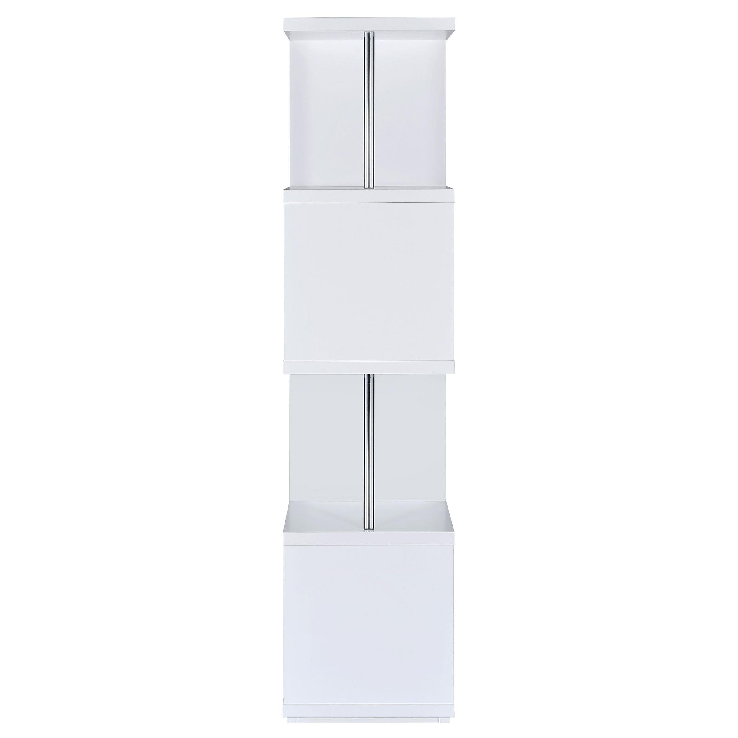 Baxter 67-inch 4-shelf Bookshelf White and Chrome