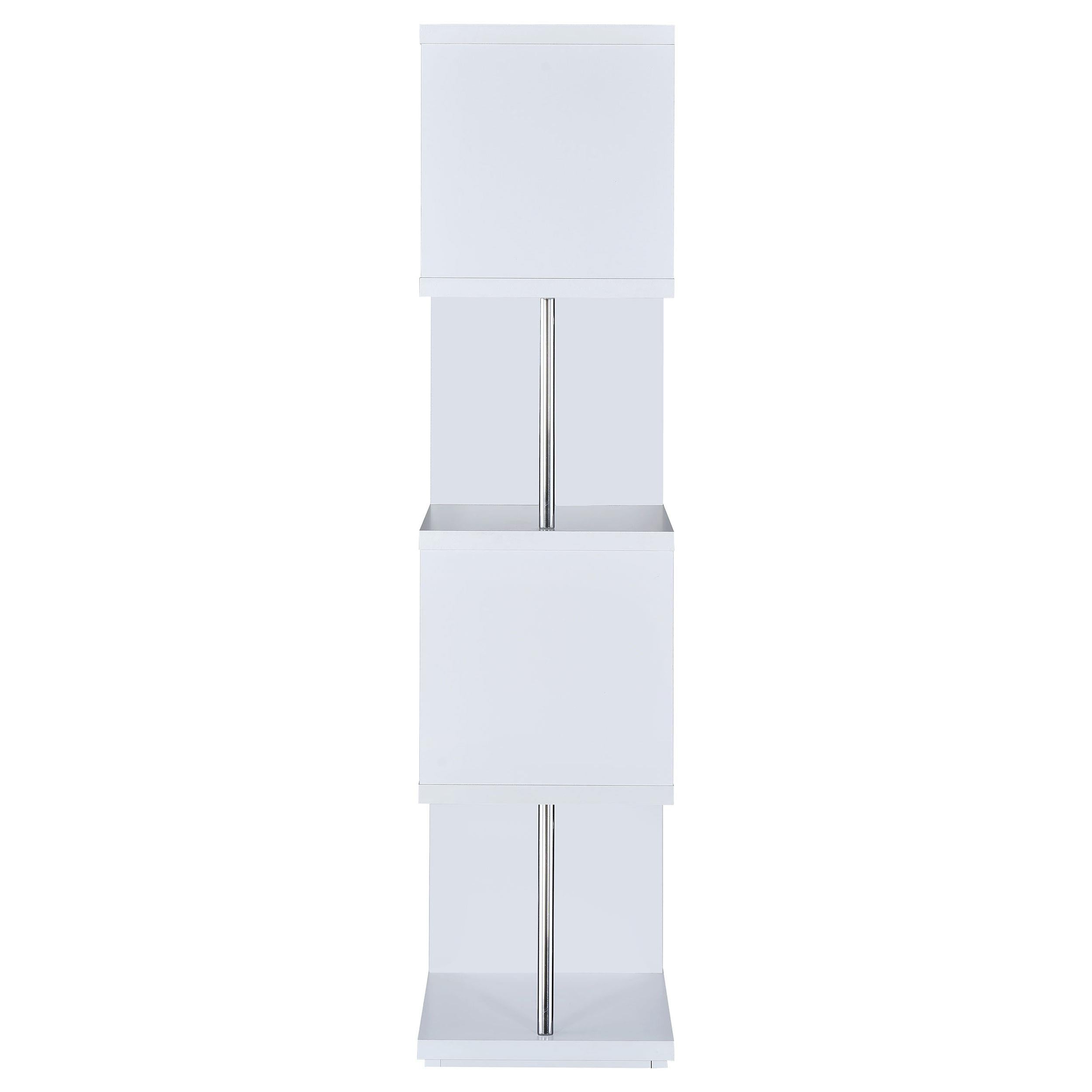 Baxter 67-inch 4-shelf Bookshelf White and Chrome