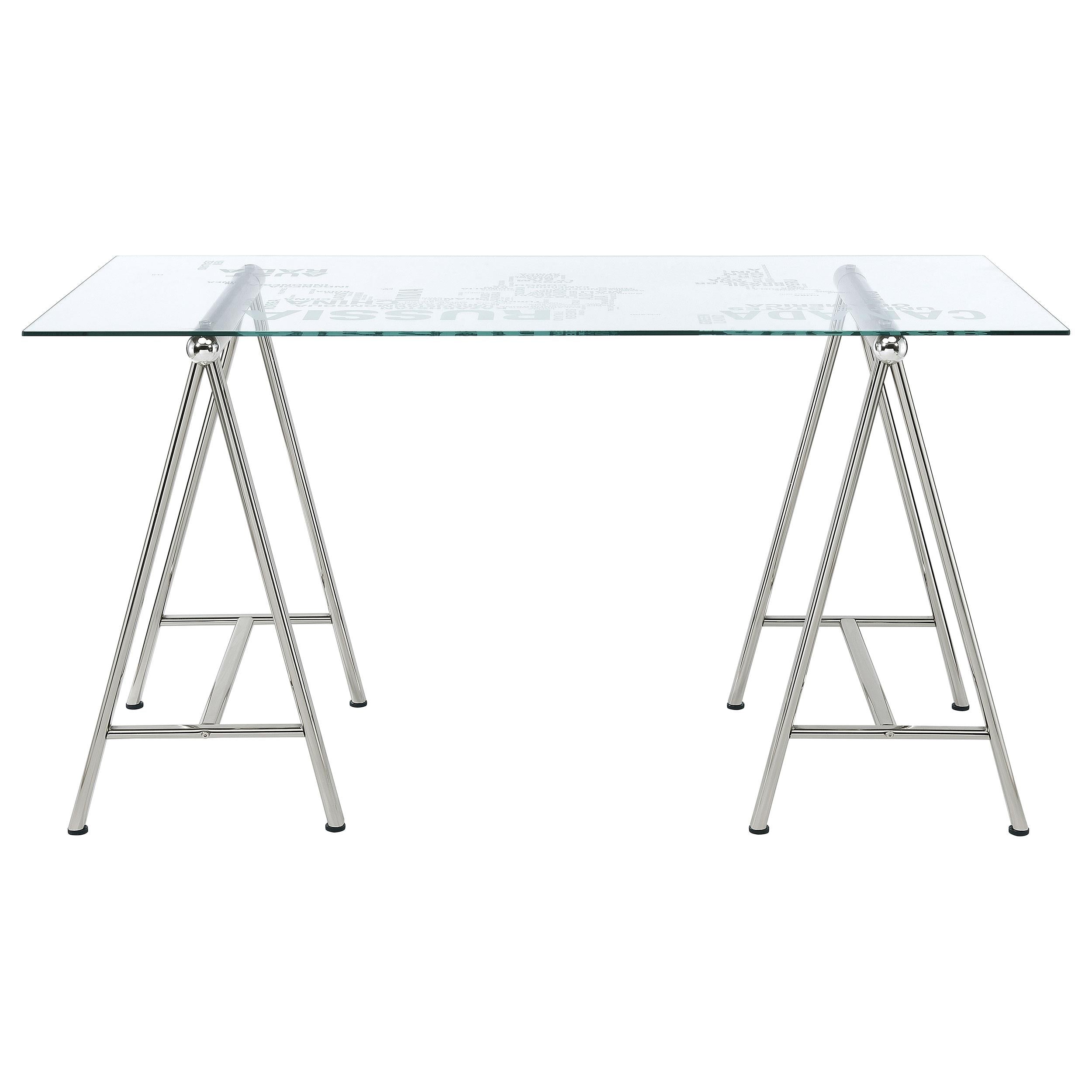 Patton 59-inch Glass Top Word Cloud Writing Desk Nickel