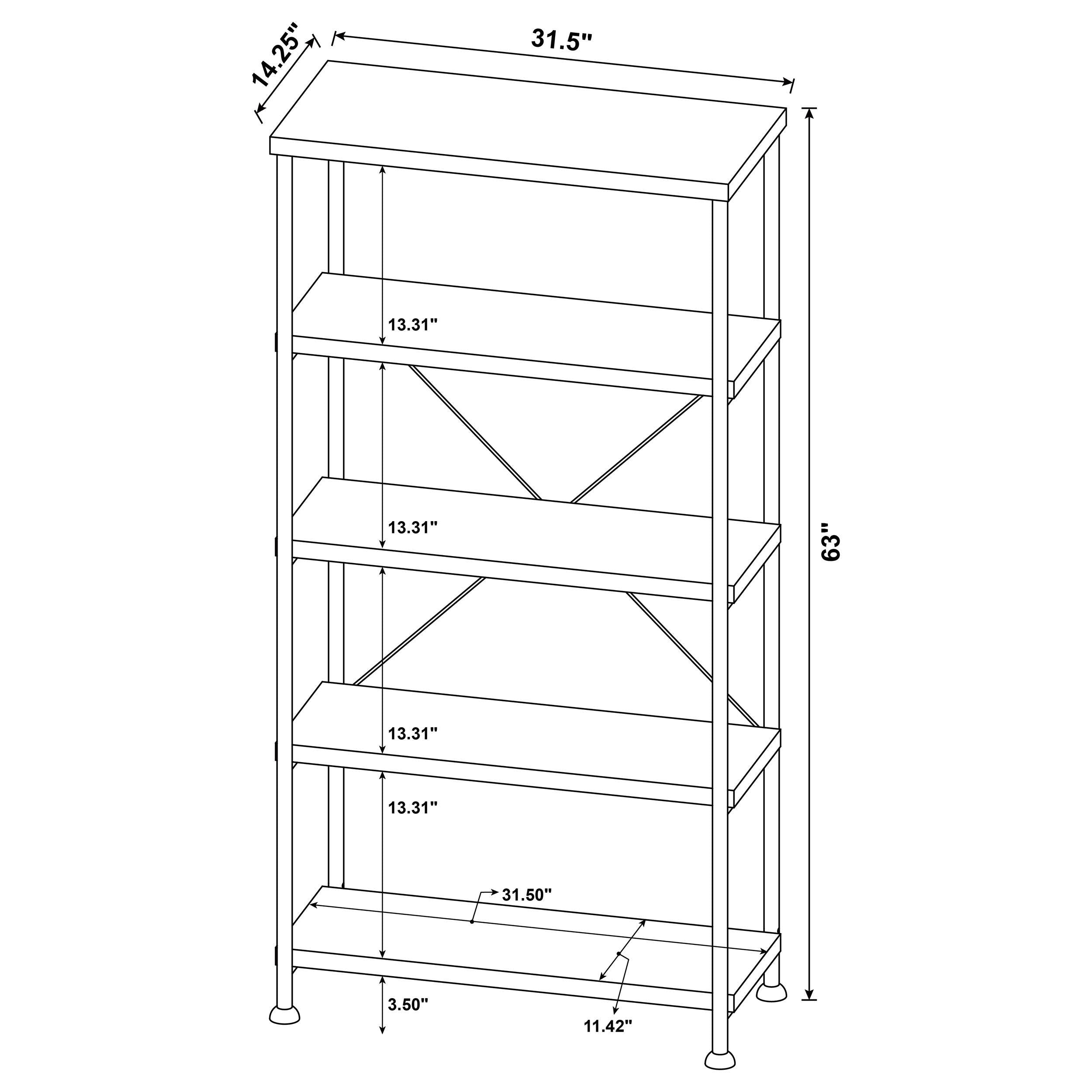 Analiese 63-inch 4-shelf Bookshelf Rustic Nutmeg