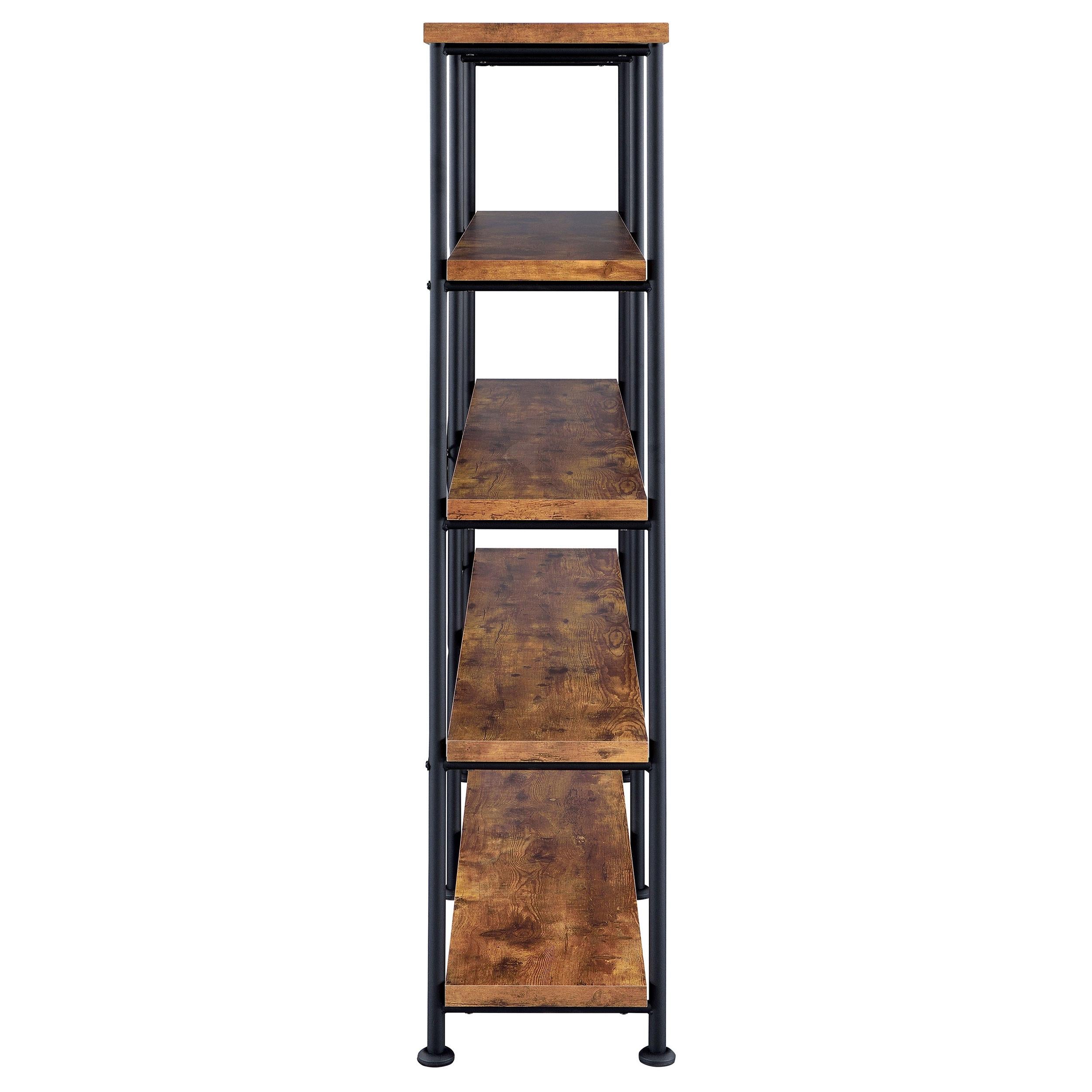 Analiese 63-inch 4-shelf Double Bookshelf Rustic Nutmeg