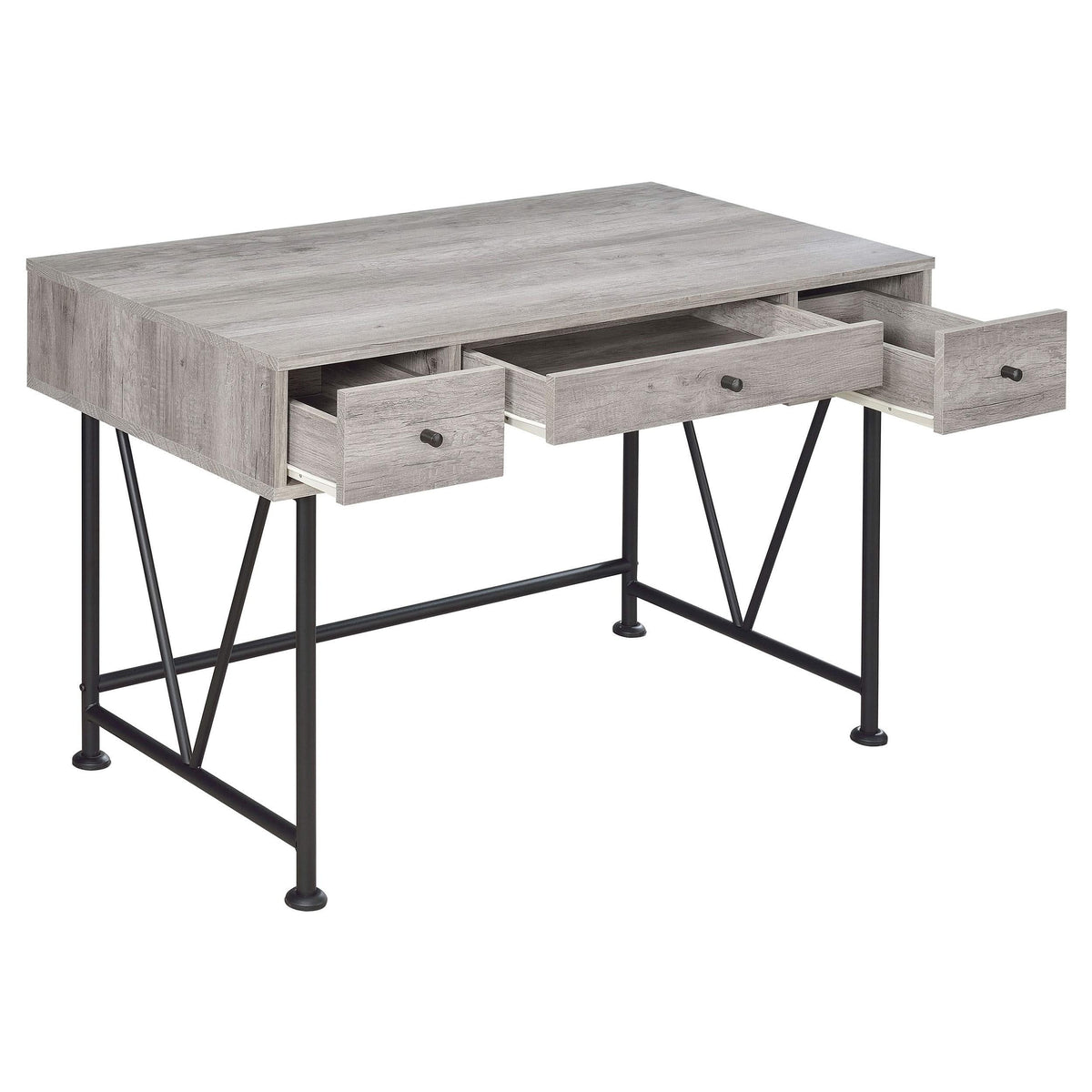 Escritorio Analiese de 3 cajones en madera flotante gris y negro