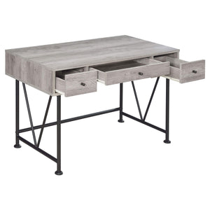 Escritorio Analiese de 3 cajones en madera flotante gris y negro