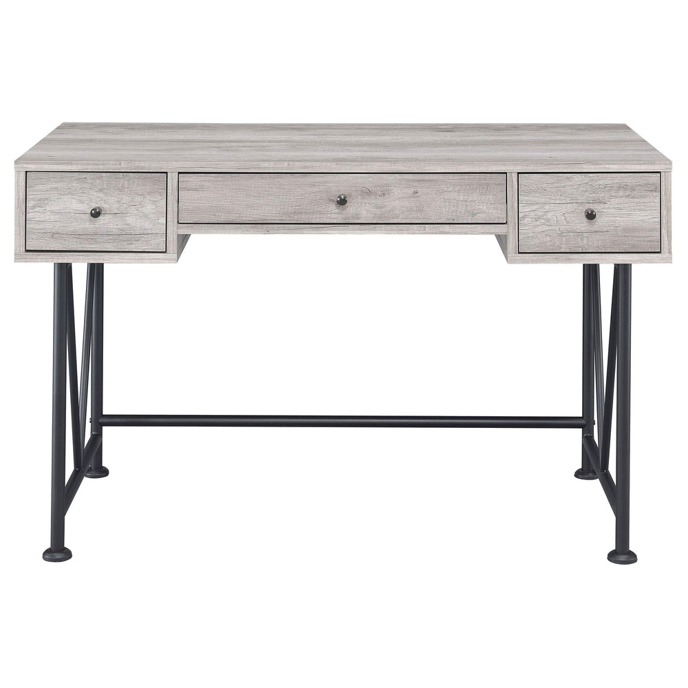 Escritorio Analiese de 3 cajones en madera flotante gris y negro