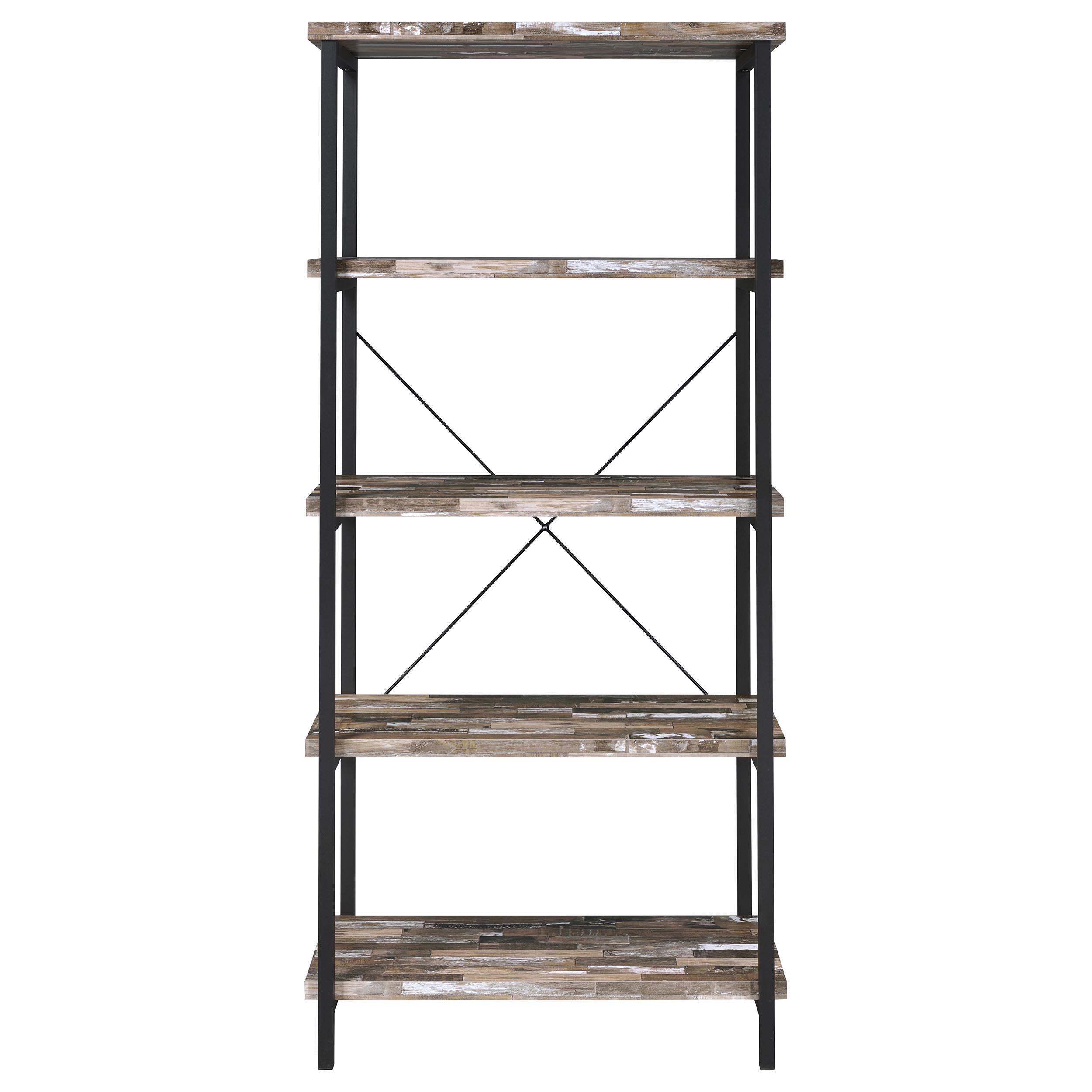 Kemper 4-shelf Bookcase Salvaged Cabin and Black