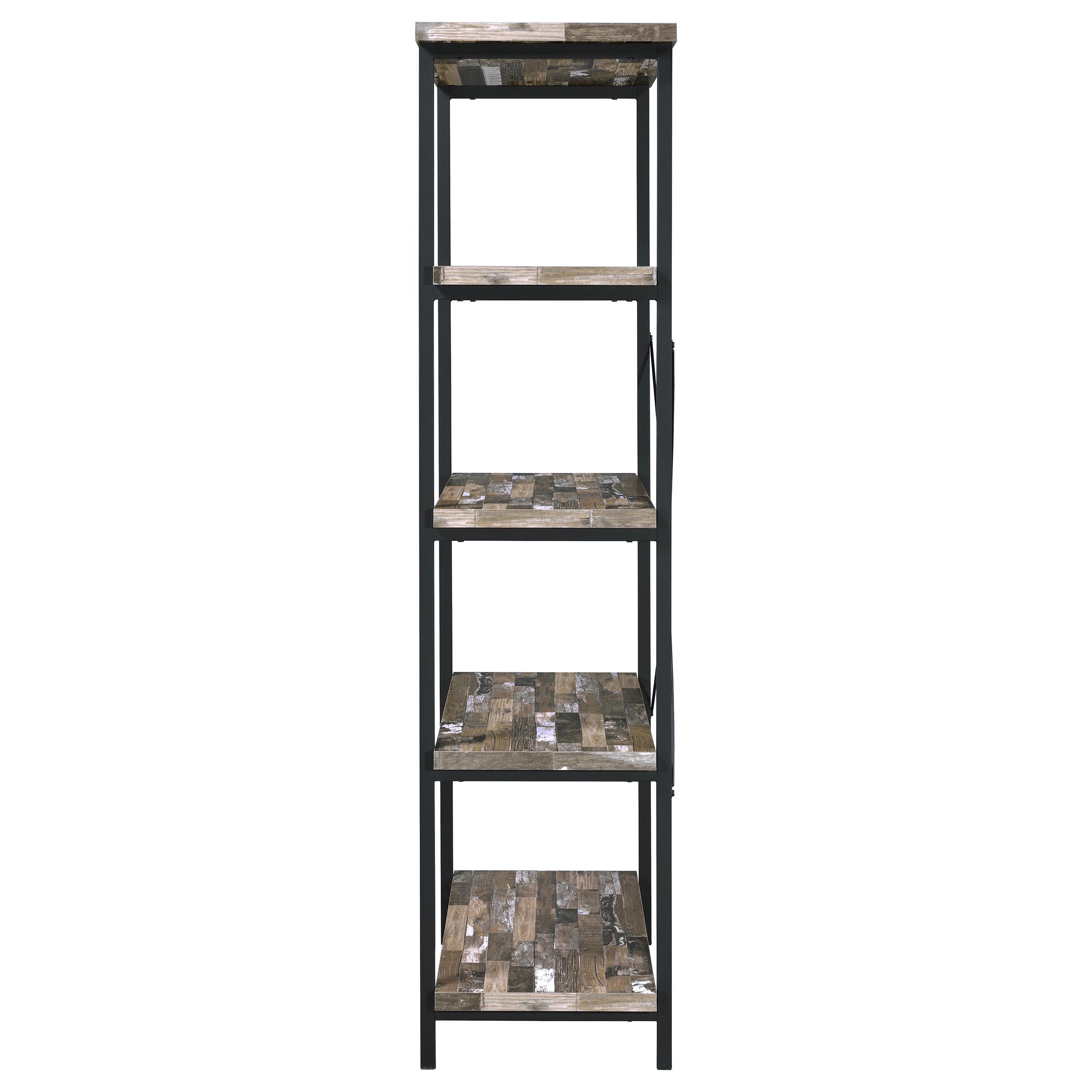 Kemper 4-shelf Bookcase Salvaged Cabin and Black