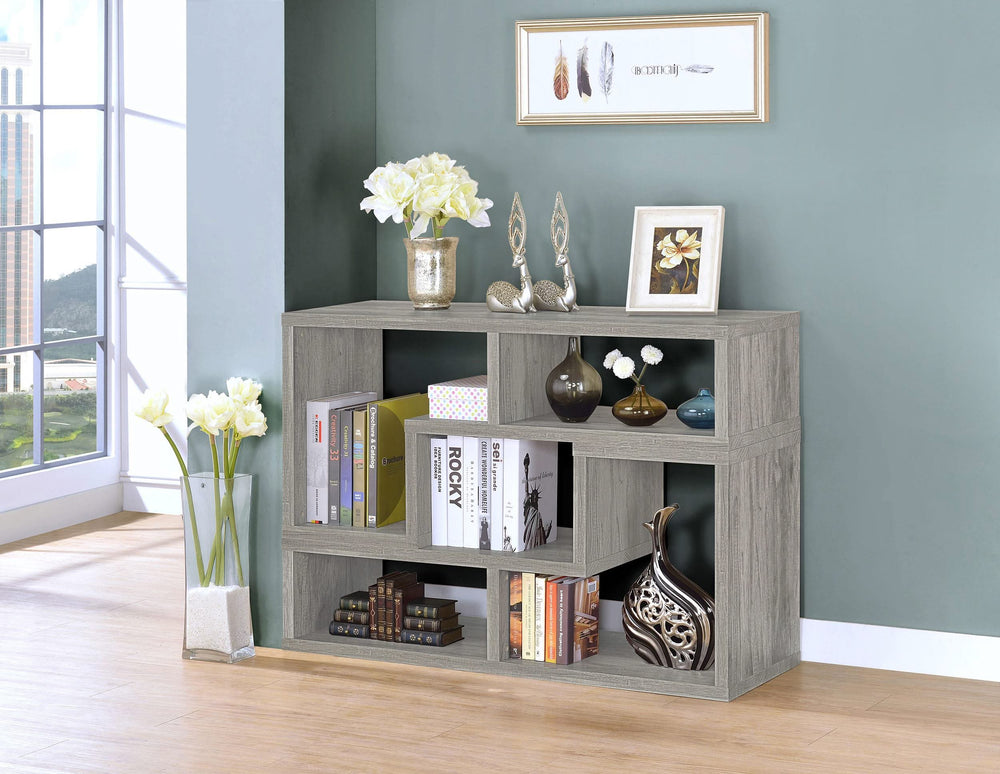 Mueble de TV y estantería multiusos Velma, madera flotante gris