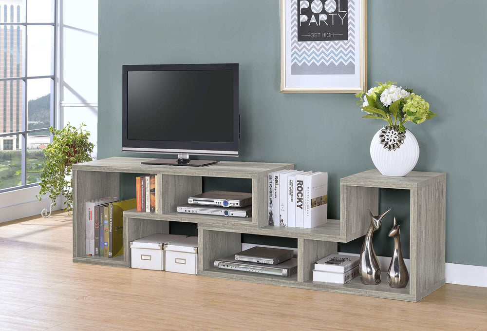 Mueble de TV y estantería multiusos Velma, madera flotante gris