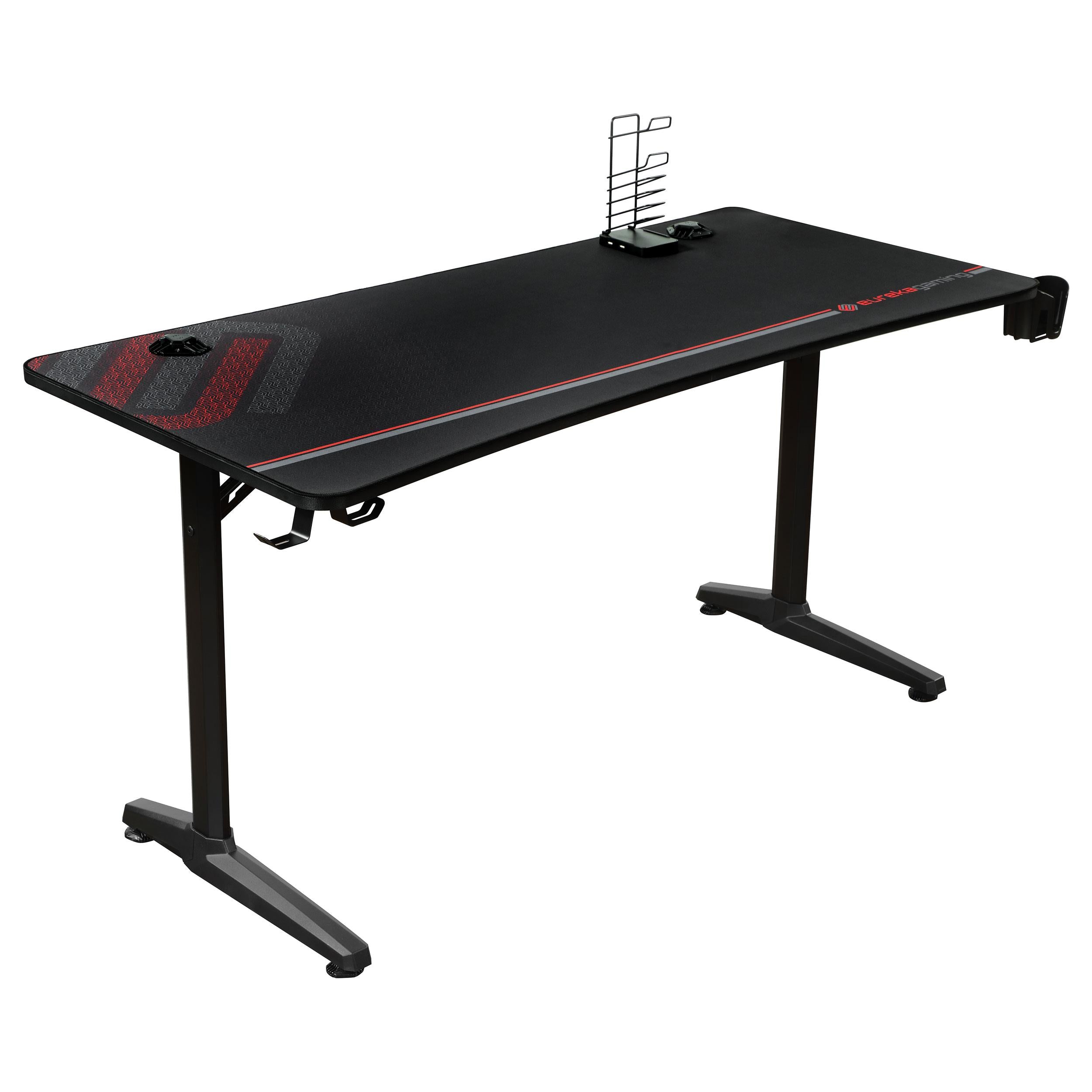 Tarnov 60-inch Computer Gaming Desk with USB Ports Black