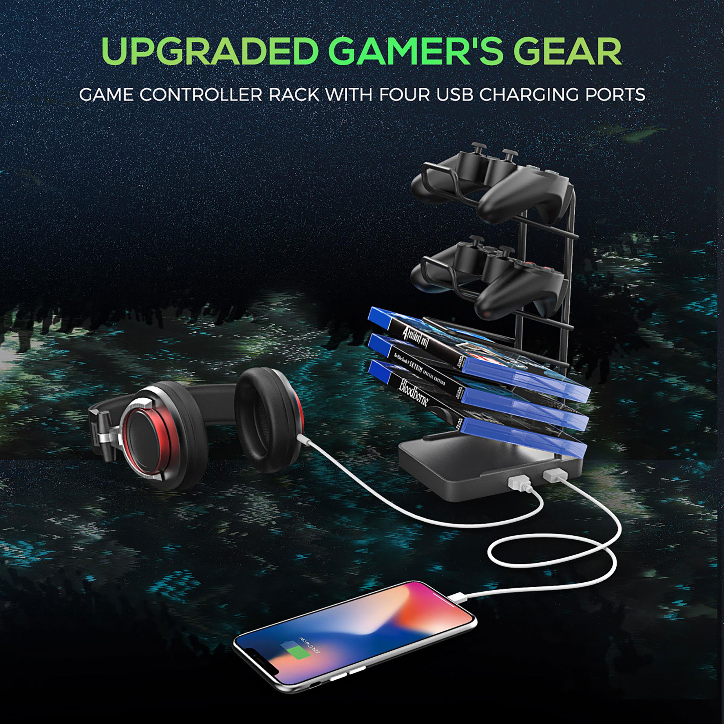 Tarnov 60-inch Computer Gaming Desk with USB Ports Black