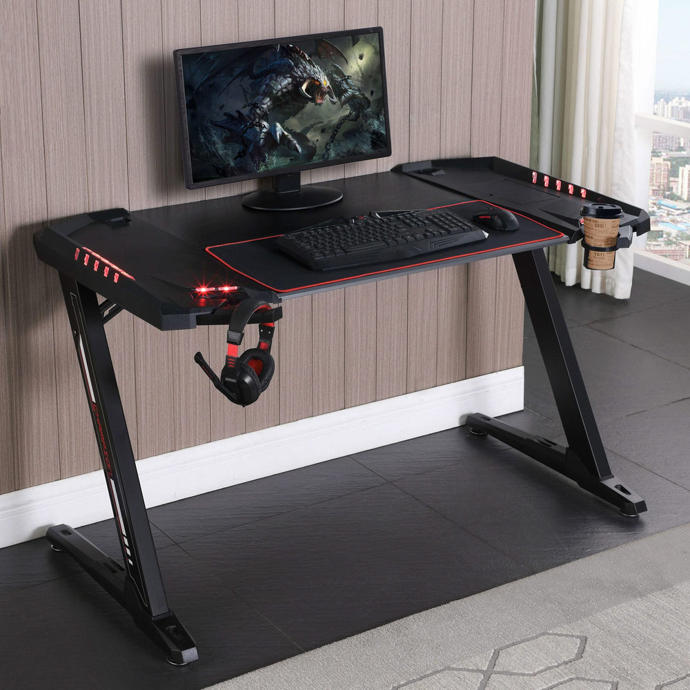 Escritorio para juegos Ardsley de 51 pulgadas con iluminación RGB, color negro