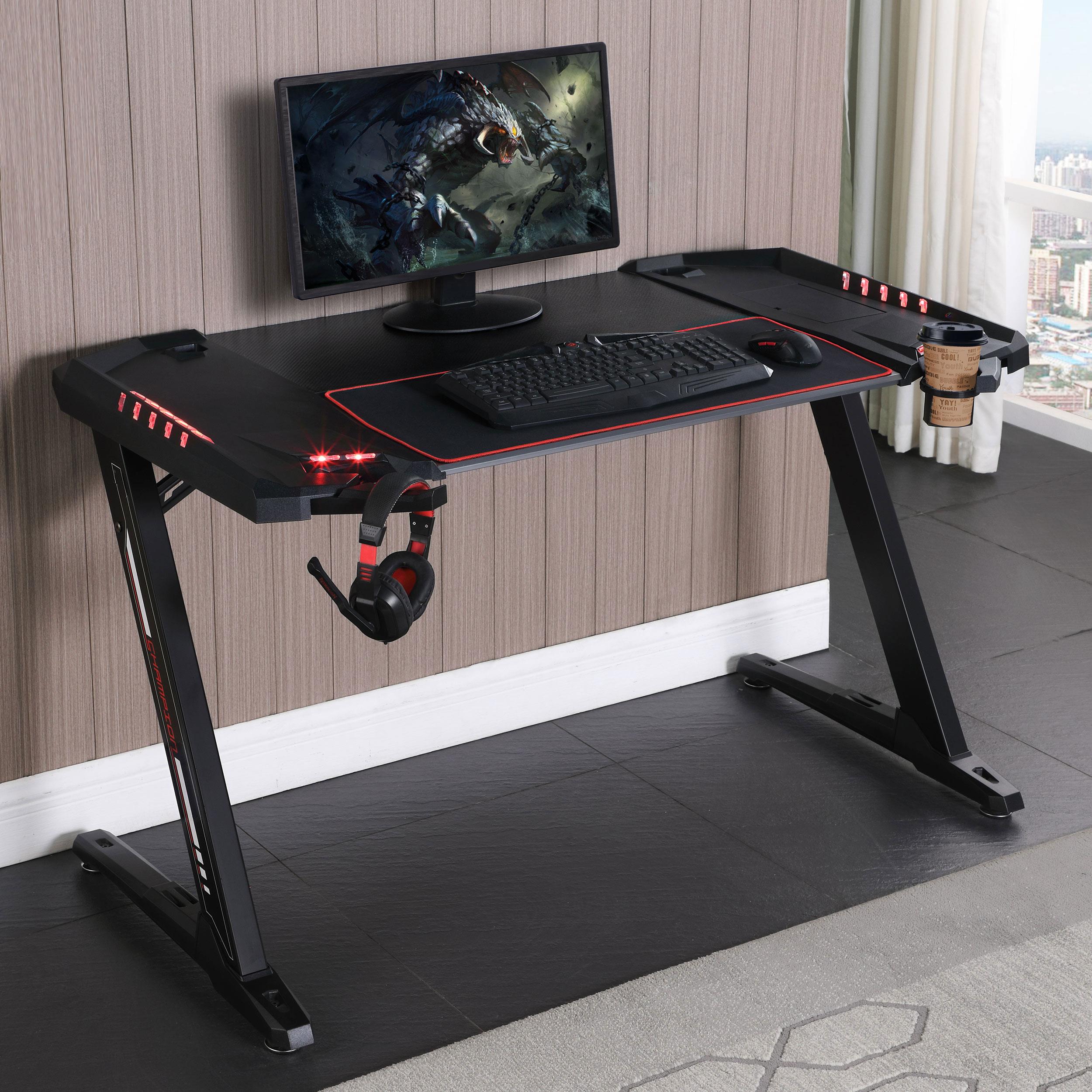 Ardsley 51-inch Computer Gaming Desk with RGB Lighting Black