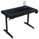 Escritorio para juegos Avoca de 43 pulgadas con cubierta de vidrio y LED RGB, color negro