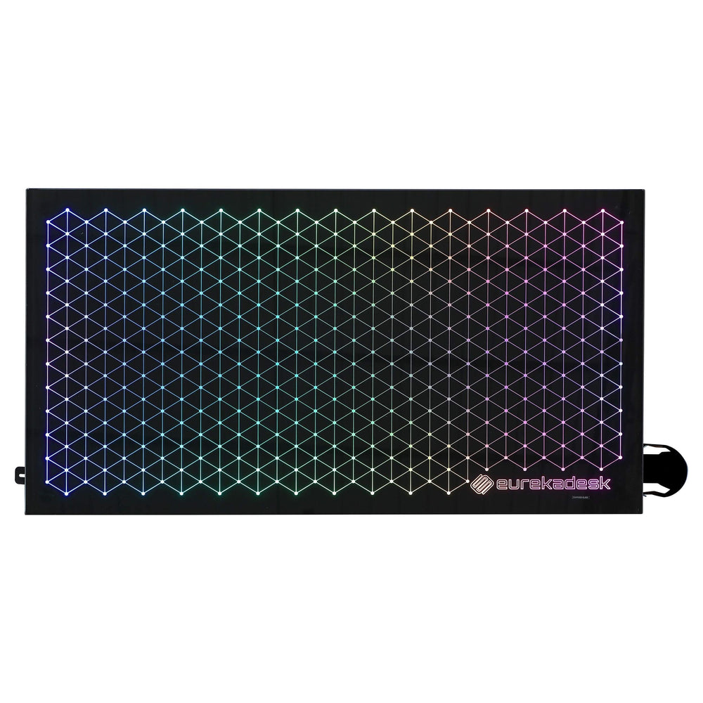 Escritorio para juegos Avoca de 43 pulgadas con cubierta de vidrio y LED RGB, color negro