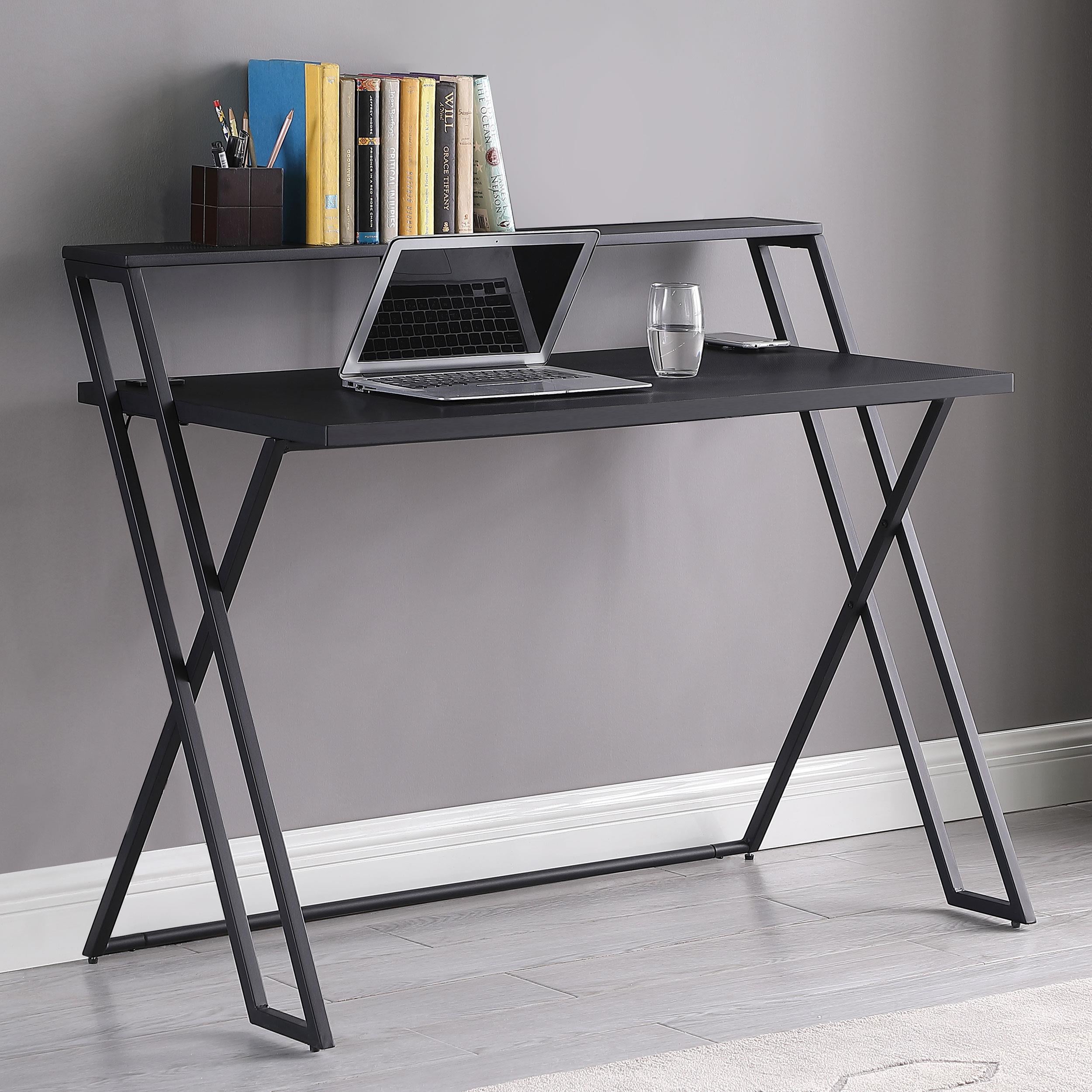 Xavier 45-inch Writing Desk with USB Ports Black
