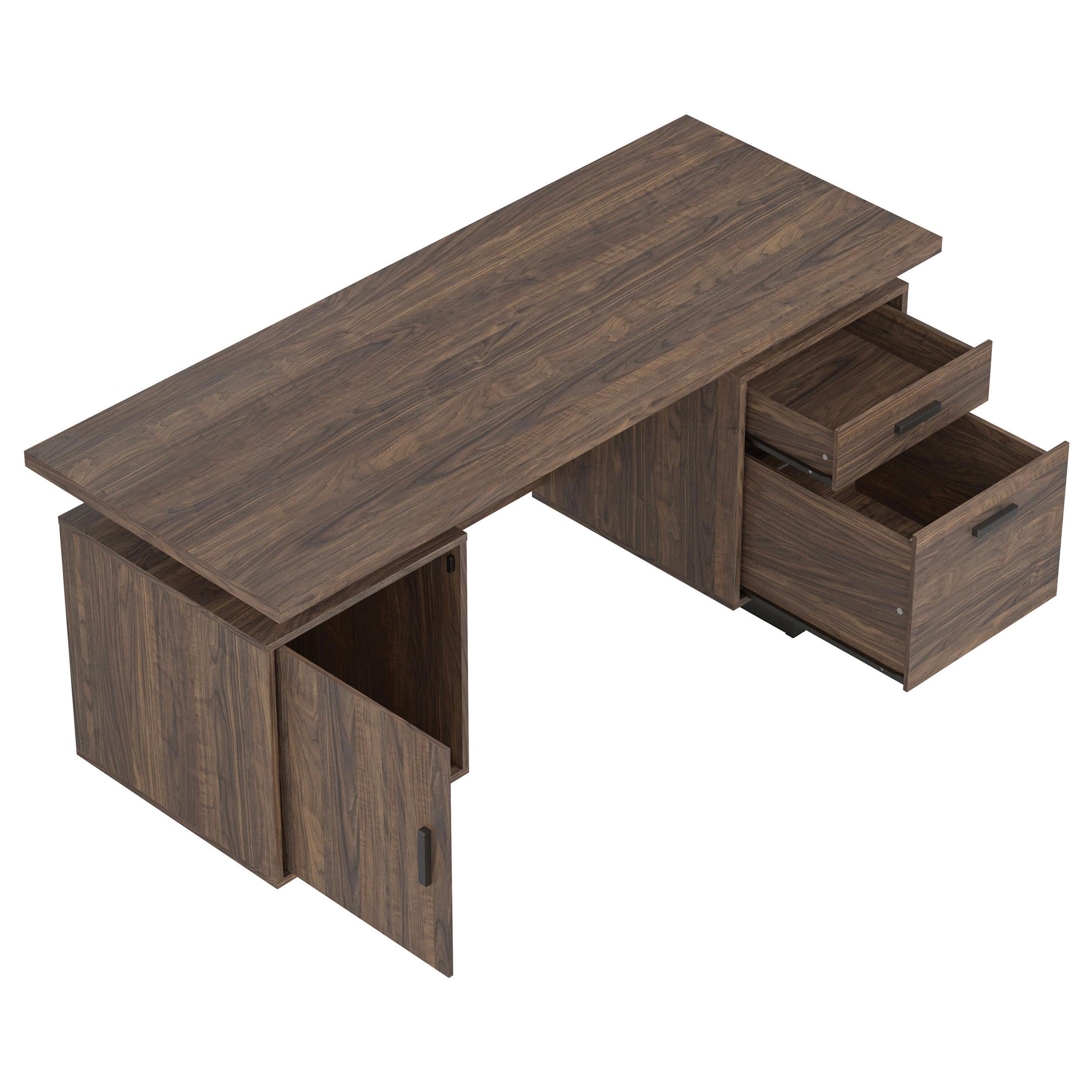 Lawtey Floating Top Office Desk Aged Walnut